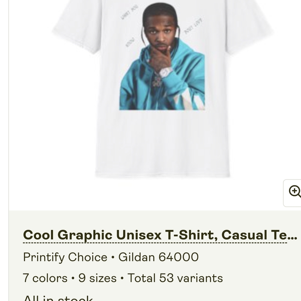 White T-Shirt with Blue Graphic
